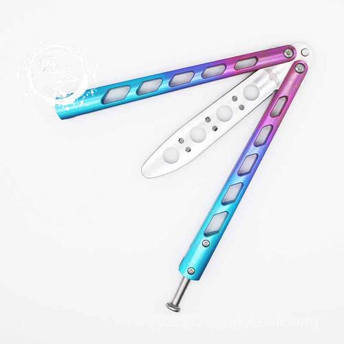 THEONE天使蝴蝶刀【冠绝天balisong】钛合金一体式花式未开刃甩刀 - 图3