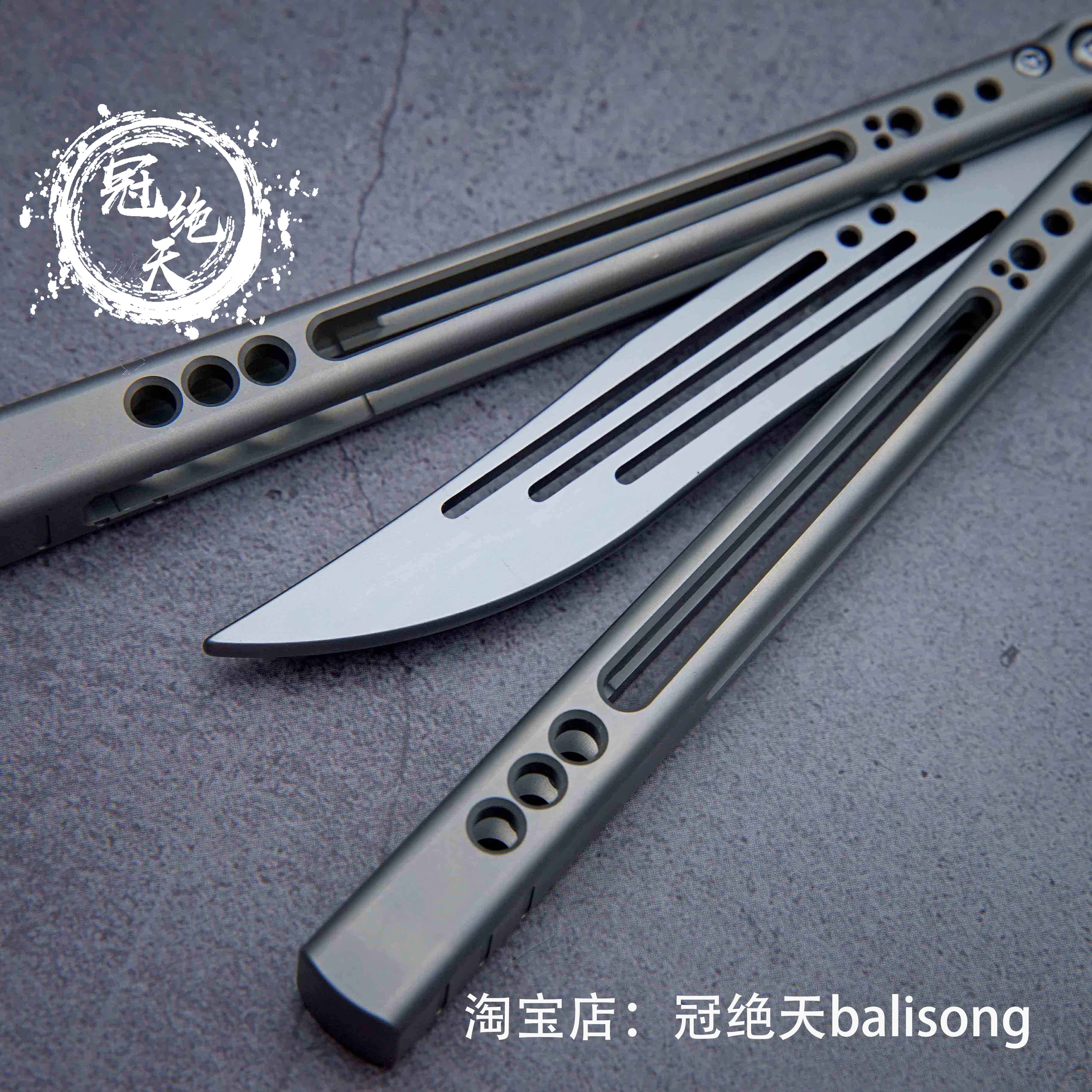 战鲨大风GALE蝴蝶刀【冠绝天balisong】钛柄轴套蝴蝶甩刀未开刃-图2