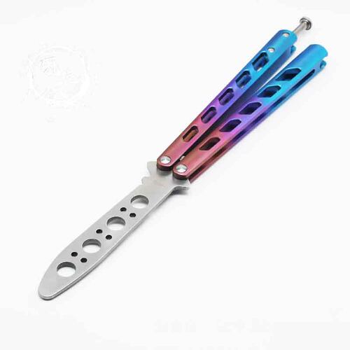 THEONE天使蝴蝶刀【冠绝天balisong】钛合金一体式花式未开刃甩刀 - 图1