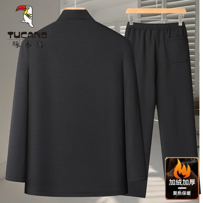 啄木鸟唐装男加绒加厚老年人冬季保暖外套中老年棉衣爷爷秋冬套装,淘宝优惠券,粉丝福利购,淘宝优惠卷