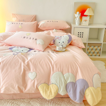 Cute Male Main Wind Cartoon Full Cotton Single Quilt Cover Little Fresh Girl Four Sets Children Pure Cotton Three Sets Young Girl Hearts
