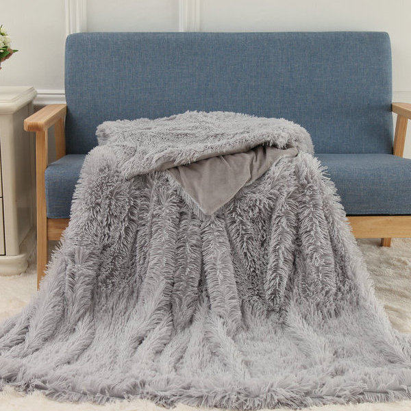 ins风网红白色长毛毛绒盖毯子沙发毛毛婴儿宝宝摄影拍照道具背景