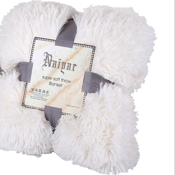 ins风网红白色长毛毛绒盖毯子沙发毛毛婴儿宝宝摄影拍照道具背景