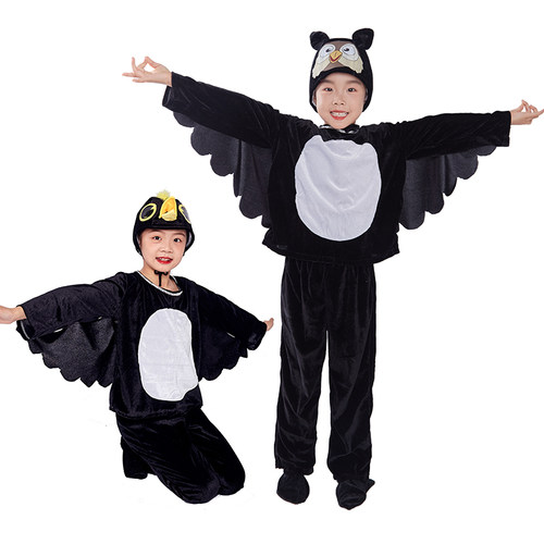 小鸟儿童动物演出服猫头鹰鸽子黄鹂乌鸦鹦鹉乌鸦喝水话剧表演服装 - 图3