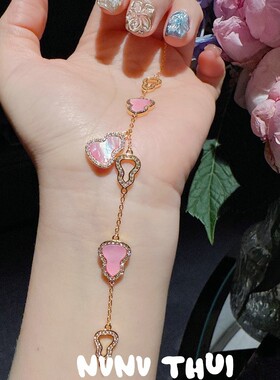 【贝母虹裳】鎏金福禄手链女粉葫芦白水晶花球花神高定显白送礼