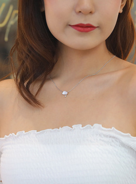如果云知道925纯银项链女云朵白贝日韩锁骨链小众设计感ins冷淡风