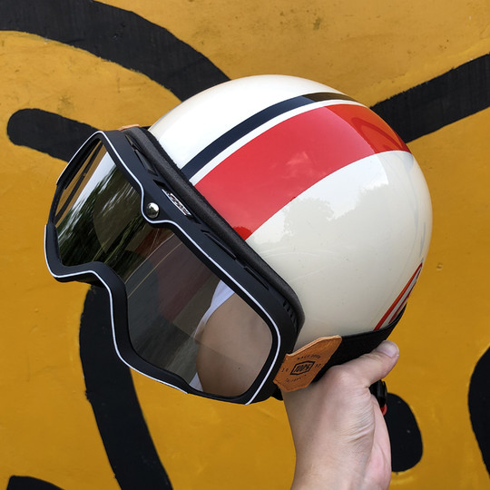 日式电动摩托车复古安全帽防晒可乐夏季男女士姜戈3C机车瓢半头盔