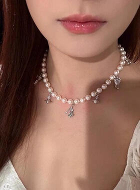 土星多元素珍珠项链轻奢小众2025新款高级感叠戴choker锁骨链配饰