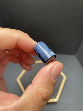 天然纳米比亚彼得石蓝色圆柱吊坠DIY配件锁骨链猫眼暴风雨宝石