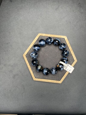 天然水晶彼得石手链暴风牛仔蓝油画地球感意境彼得石手串送礼