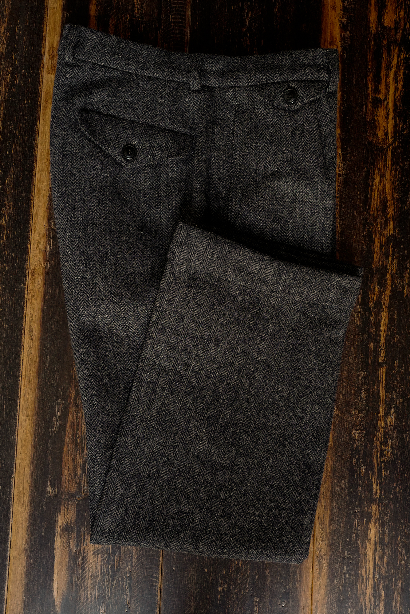 浴血黑帮春复古传统高腰宽松直筒长裤男 RRL风格咔叽休闲毛呢西裤 - 图3