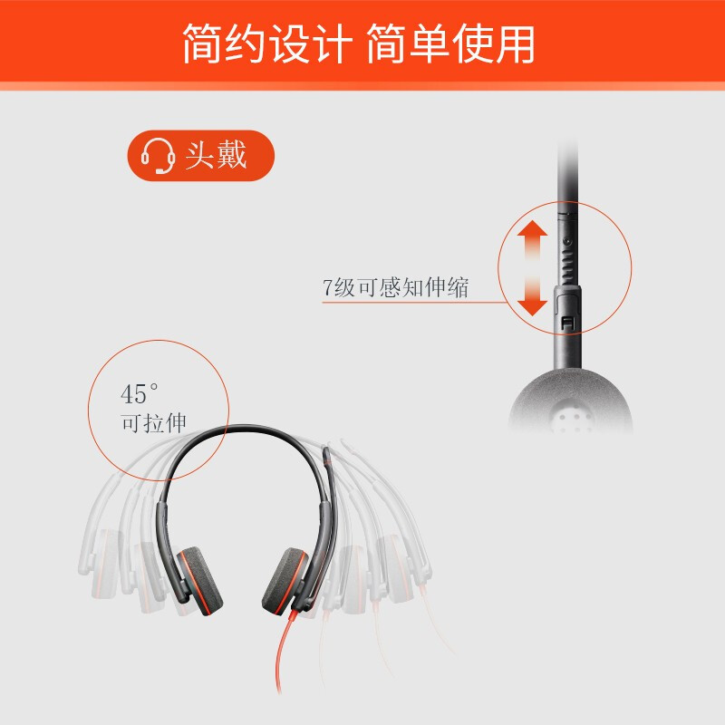 Plantronics/缤特力 C3220 3210 3225话务耳机电脑头戴式通话耳麦-图2