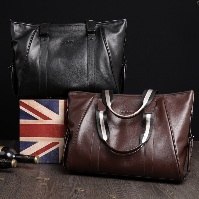 轩唯男士手提包真皮横款休闲公文包 轩唯男士包袋