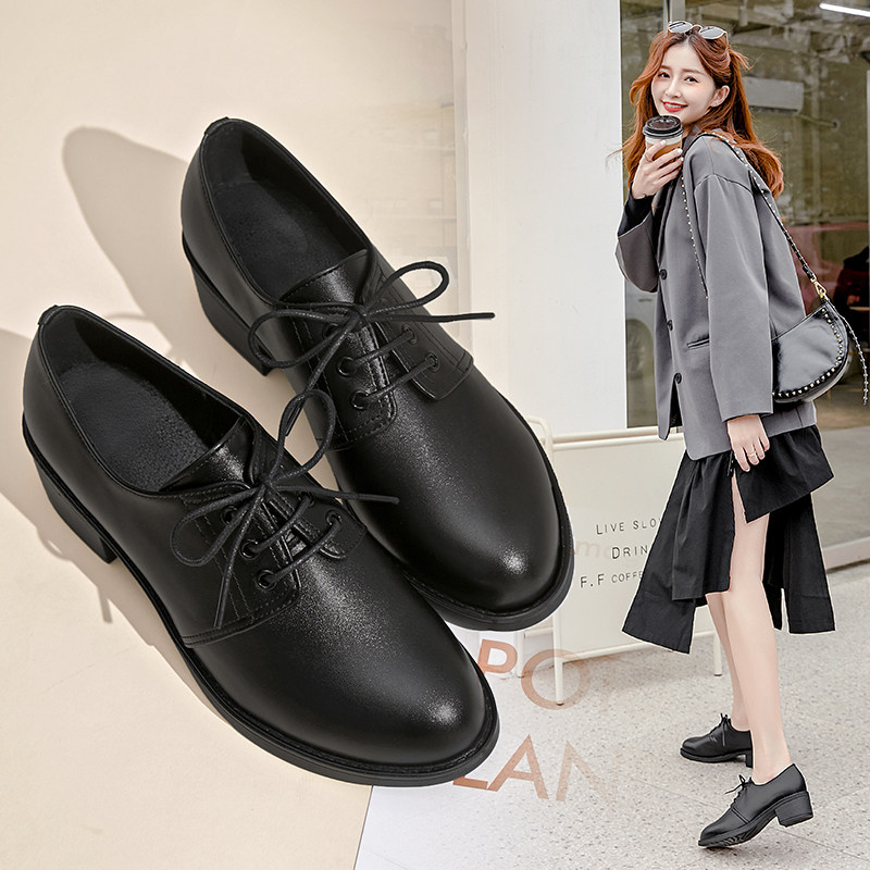 春秋季新款女鞋真皮单鞋粗跟英伦软底休闲中年女士皮鞋妈妈工作鞋,淘宝优惠券,粉丝福利购,淘宝优惠卷