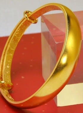 新款金色宽面推拉调节手镯