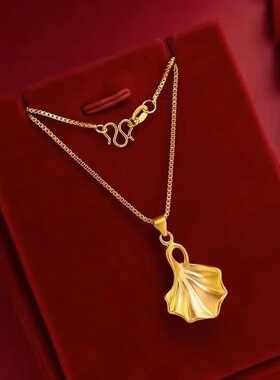 一叶暴富金色银杏叶项链