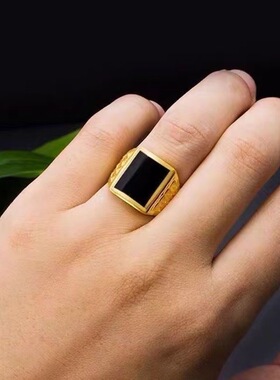 大宽面黑金霸气男戒21