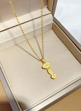 新款金色如意福字项链