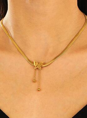 新款蝶舞金色锁骨链22