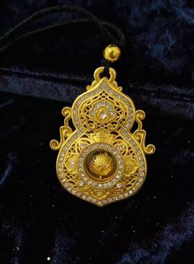 金色镂空葫芦八宝罗盘项链