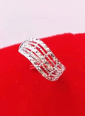 黄铜镀银满天星活口宽面戒指