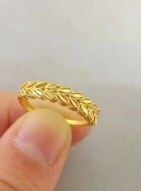 新款麦穗镀金可调戒指