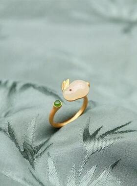 2026新款玉兔开口戒指