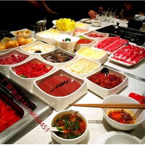 密胺海底捞同款餐具仿瓷火锅菜盘食品级可叠加烤肉盒半份菜盒子 - 图0
