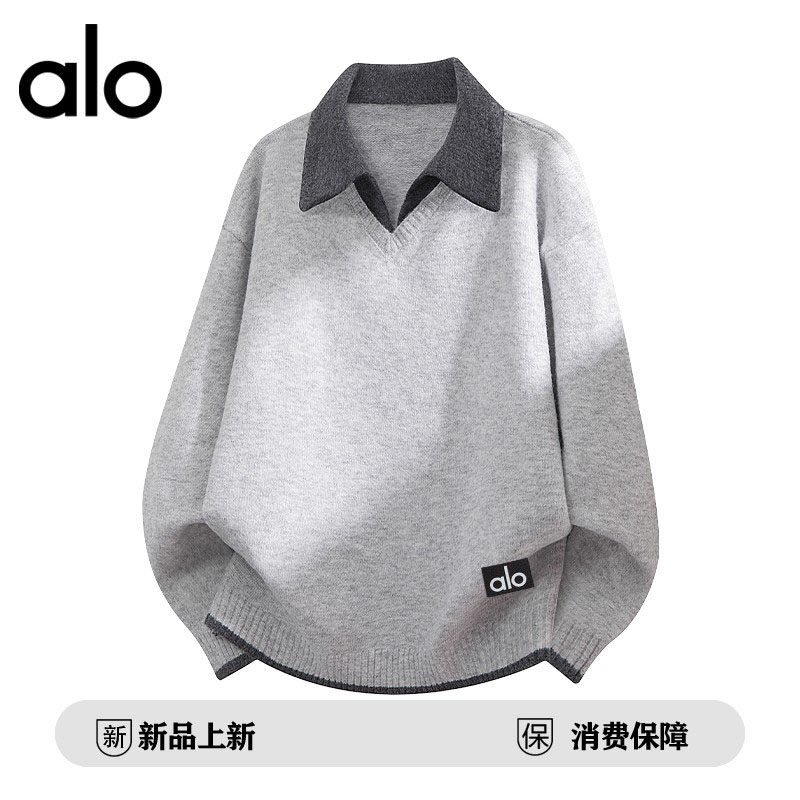 官方奥特莱斯品牌折扣 情侣假两件翻领毛衣男慵懒风打底针织衫,淘宝优惠券,粉丝福利购,淘宝优惠卷