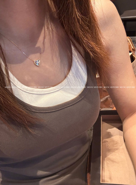 SHNACAI | s925银镭射爱心项链精工纹理心形吊坠高级感锁骨链女