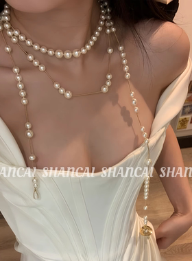 SHANCAI |破碎珍珠立体土星项链轻奢辣妹小众叠戴锁骨链