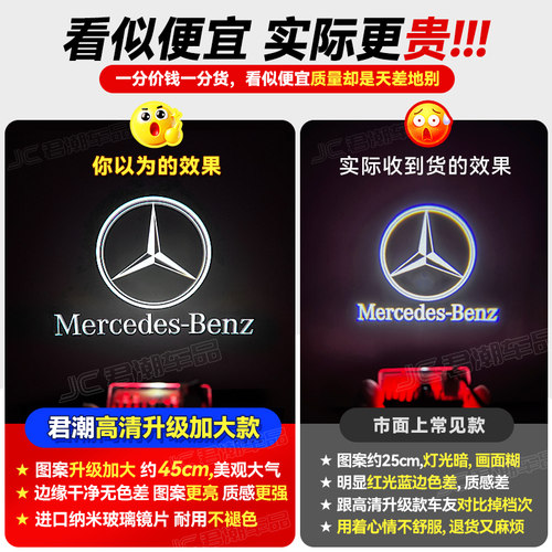 适用奔驰车门迎宾灯E级E300L C级C260L S级GLC/GLE260L投影氛围灯 - 图0