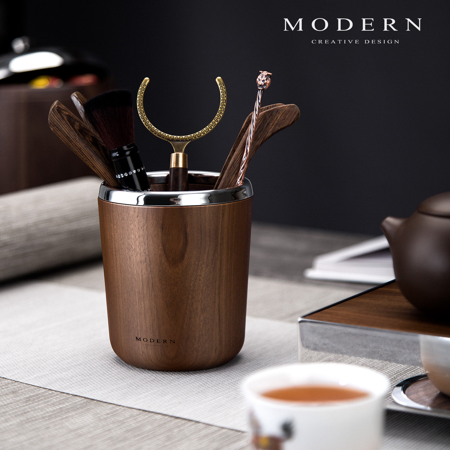 摩登MODERN原创轻奢如意系茶具茶艺泡茶茶勺茶针养壶笔收纳筒配件,淘宝优惠券,粉丝福利购,淘宝优惠卷