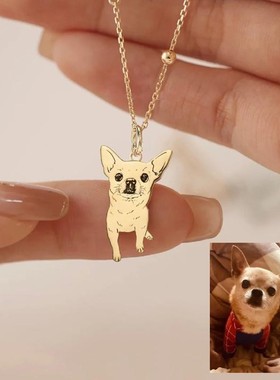 宠物项炼纯银头像照片定制宠物周边猫咪狗狗肖像相片情侣纪念吊坠