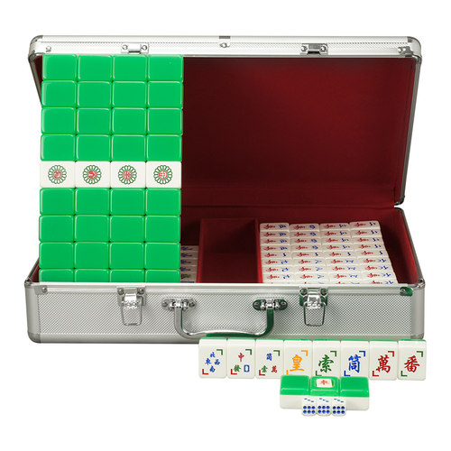 御圣麻将牌大号家用手搓麻将牌绿白色亚克力越南麻将牌套装送配件 - 图0