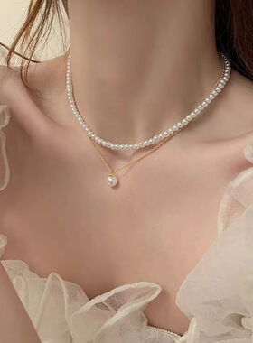 玫瑰铃兰花珍珠项链套装ins风甜美锁骨链学生党平价百搭饰品