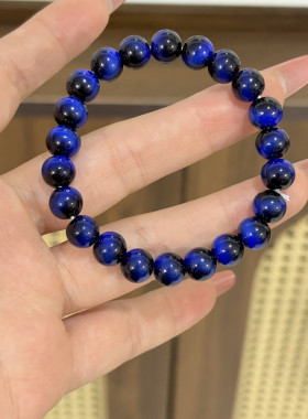 宝蓝色玻璃手串女复古宫廷风手链气质显白百搭小众设计手饰女