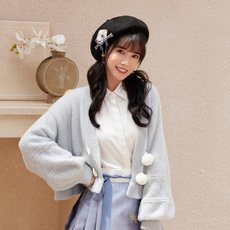 китайский костюм 十三余小豆蔻儿[梅笛]国风少女双色帽子绣花贝雷帽秋冬季日常百搭