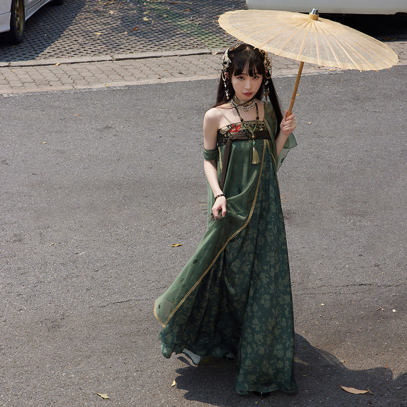 十三余小豆蔻儿[清风一笔]提花褙子刺绣齐胸裙复古混搭汉服夏女!!-图0