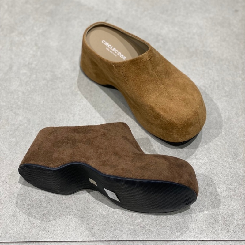 2025冬季爆款反绒皮勃肯鞋女豹纹厚底懒人包头半拖鞋外穿休闲鞋女 - 图1