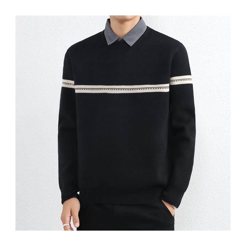 假两件毛衣男秋冬季新款衬衫领高级感宽松加绒加厚针织保暖打底衫,淘宝优惠券,粉丝福利购,淘宝优惠卷