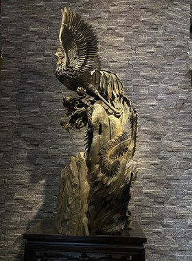 古蜀神木金丝楠乌木天下太平凤凰