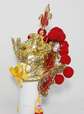 精品金箔纸帽元帅盔元帅帽武将帽头盔男神通天冠神像神明武冠
