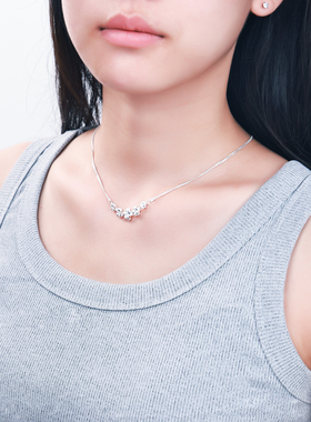 足银990锆石百合花项链