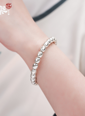 足银999光面老型银珠手串