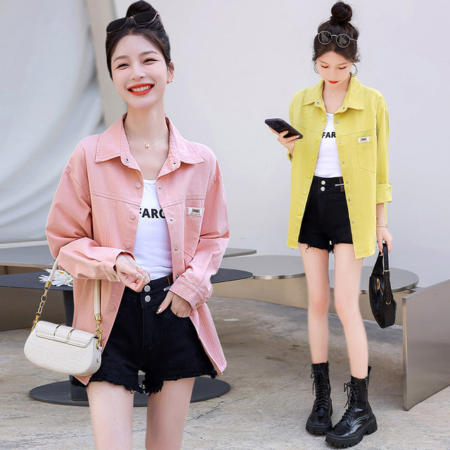 Spring and Autumn Hong Kong style loose casual versatile denim jacket for women