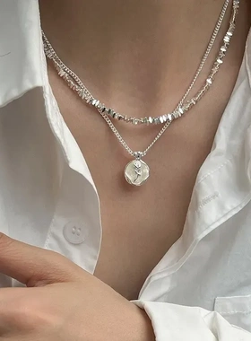 铜合金双层玫瑰花项链简约百搭