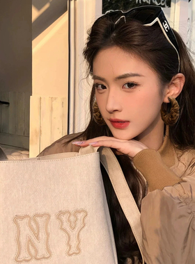 秋冬美拉德铜合金针织毛线耳圈