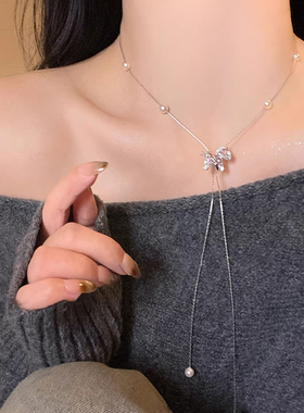 秋冬小众轻奢闪锆小马毛衣链