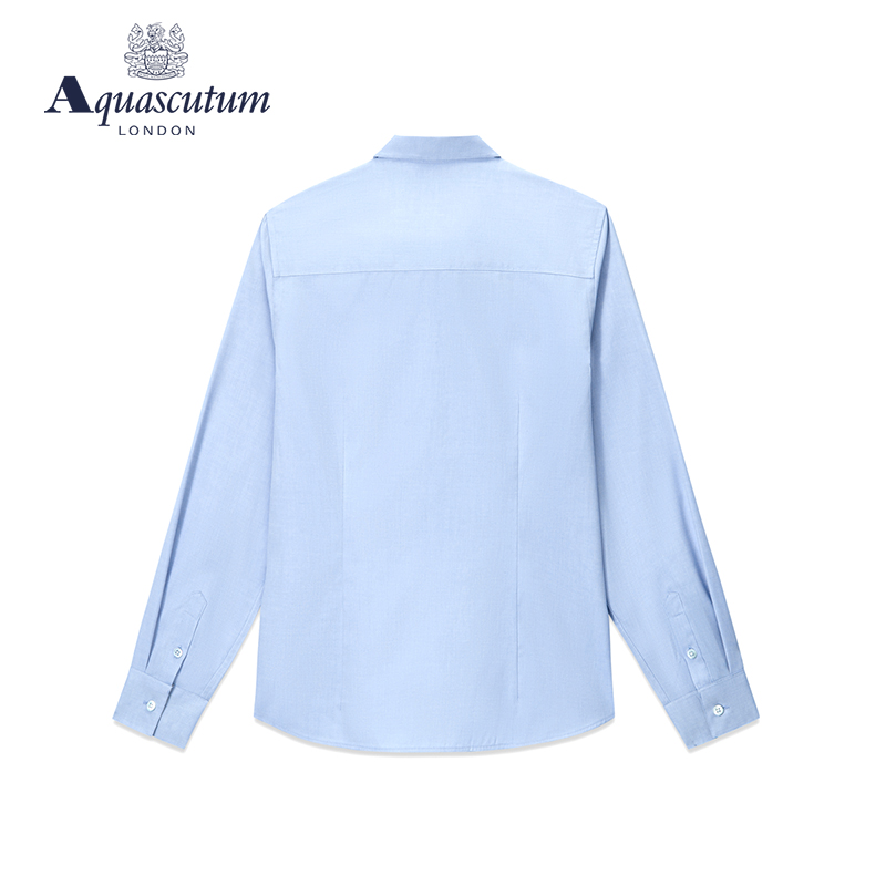 Aquascutum/雅格狮丹春夏字母刺绣女式格纹领长袖衬衫Q4965EL05A-图0